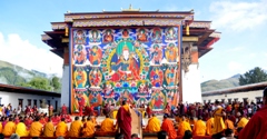 Masked dancers at a tshechu