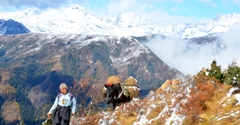 A trekking camp in the mountains